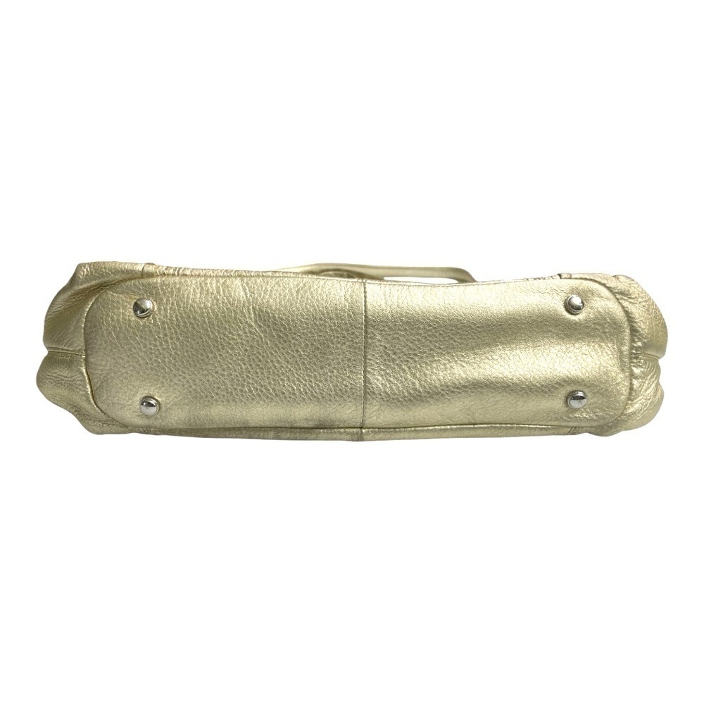Makowsky Metallic Gold Genuine Leather Satchel Shoulder Crossbody Bag - Picture 11 of 16